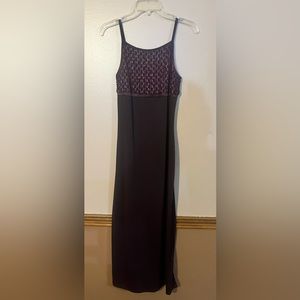 Long, beautiful burgundy dress